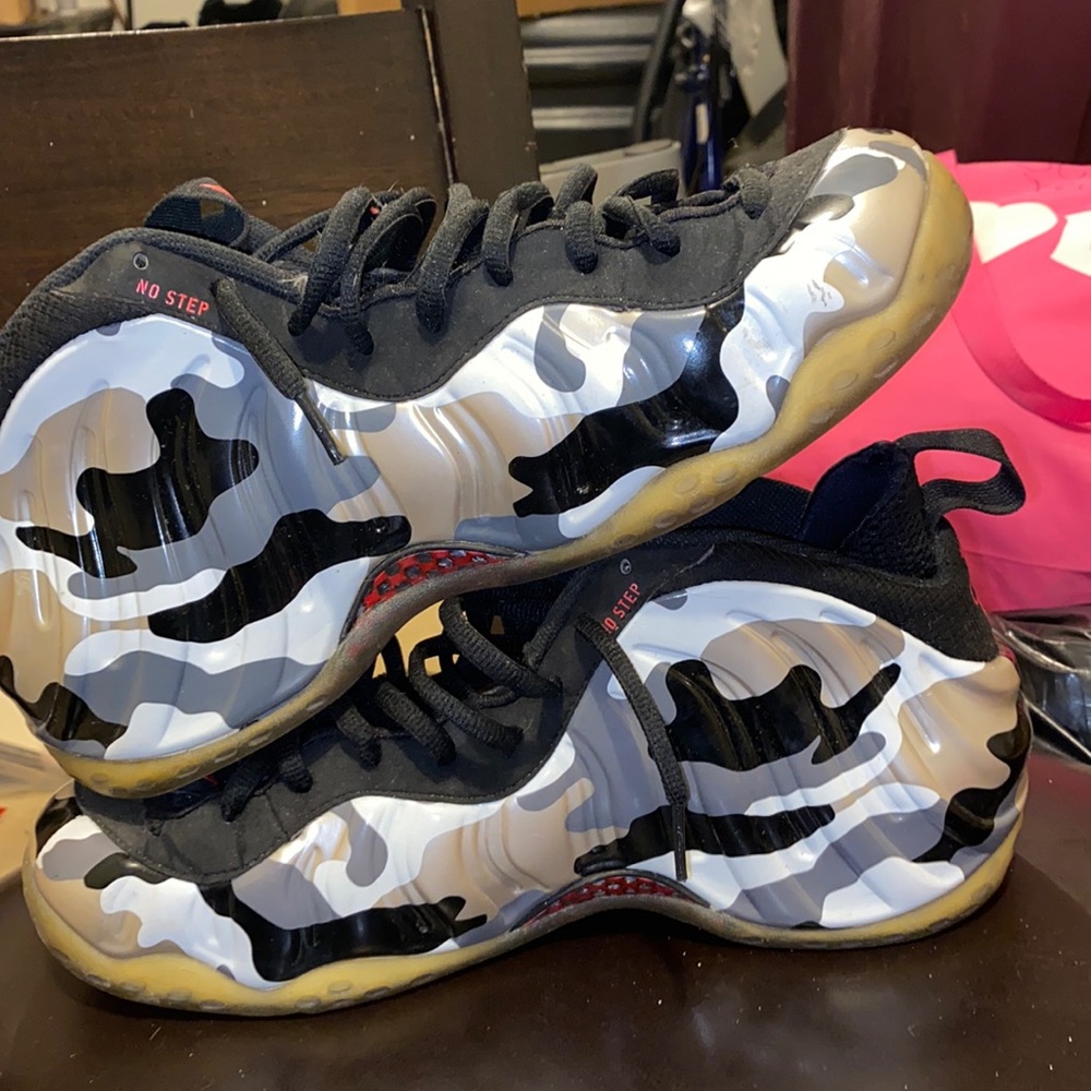 Black and white Camouflage Nike Foamposites